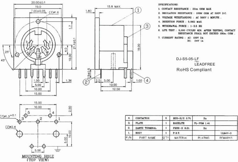 良質ミニdinオス4ピン116kls、 ul、 cerohs指令仕入れ・メーカー・工場