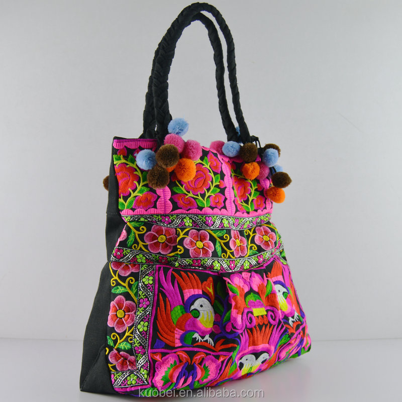 太糸刺繍ハンドバッグキャンバス刺繍のハンドバッグ/のためのトートバッグの女性のブランドの新しい到着のハンドバッグ仕入れ・メーカー・工場