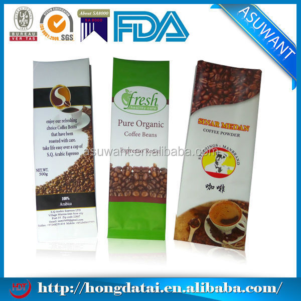 coffee bag with tin-tie and valve/coffee packing bag wholesale