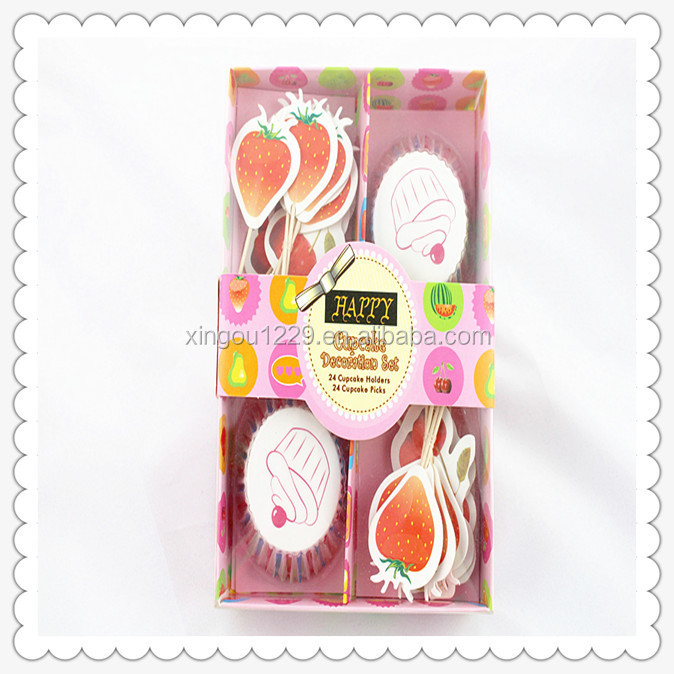 Party Cake Decorating Tools Set 48pcs Paper Cake Cups+48 pcs Cake Decorate Picks