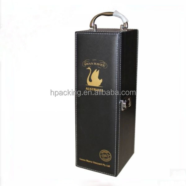 accept custom order black pu leather champagne flute bottle gift box