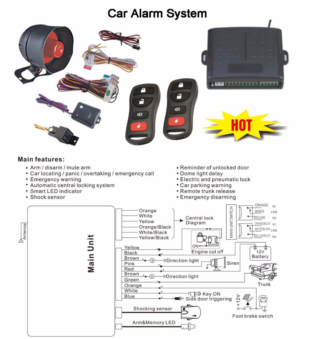 Car alarm system схема подключения на русском