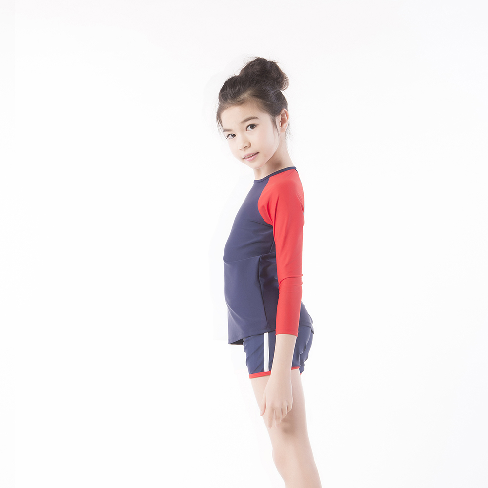 子供水着/女の子の水泳水着トップt- シャツの底ショートoem/odm2015熱い販売仕入れ・メーカー・工場