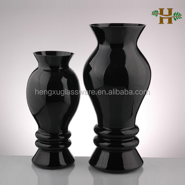 黒大手吹きガラスの花瓶、 装飾的な鍋- 腹の結婚式のための花瓶仕入れ・メーカー・工場