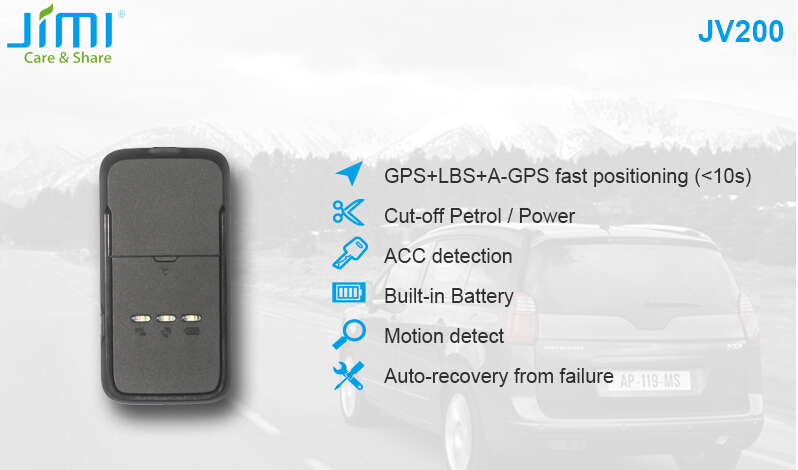 JIMI JV200 SMS/APP/platform MTK Built-in antenna easy to install vehicle gps tracker, traker gps