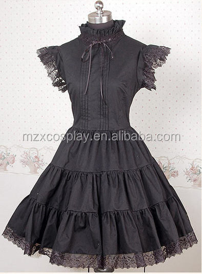 熱い販売の綿黒のレースのパンクロリータドレスハロウィンパーティの衣装クリスマス美しさのためのロングドレス問屋・仕入れ・卸・卸売り