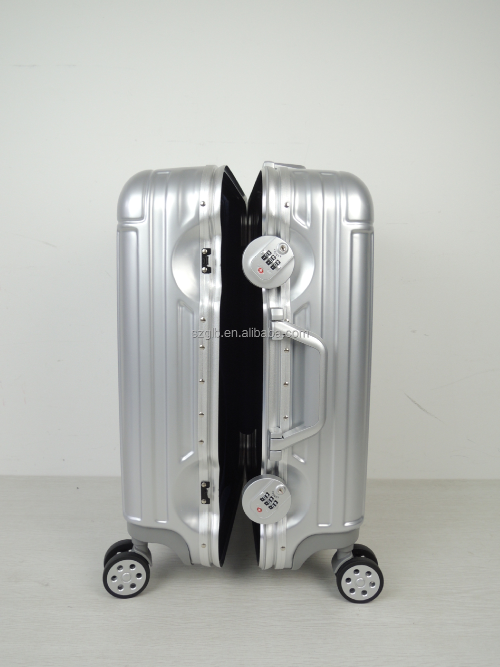トロリー荷物/スーツケース/シルバーアルミフレーム/丸みを帯びたtsaロックの荷物仕入れ・メーカー・工場