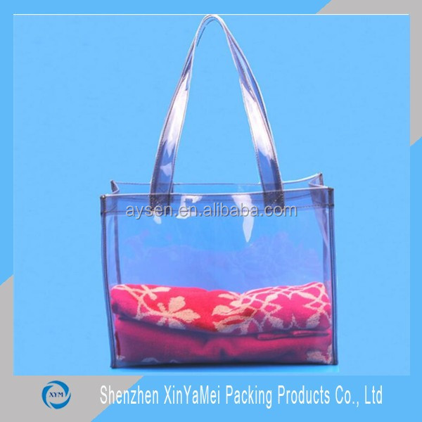 Vinyl clear plastic beach tote bag pvc handle bags