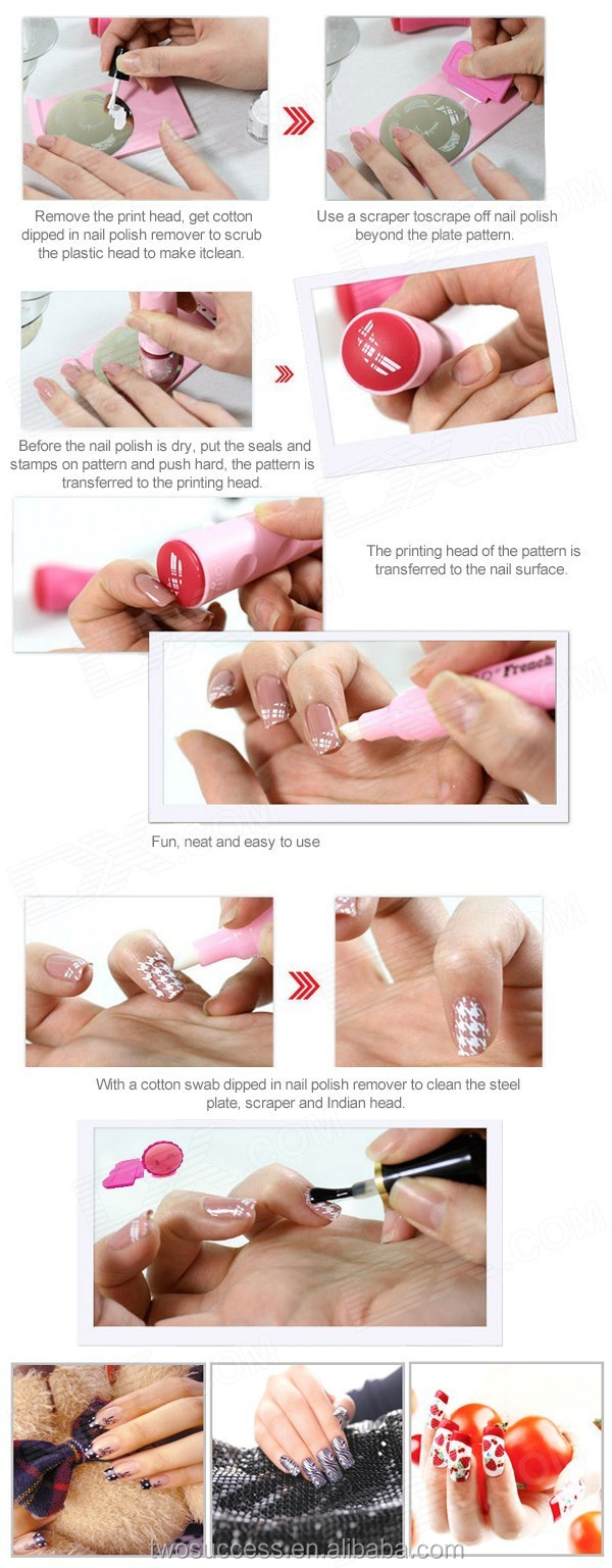 soft Pink color nail art stamper scraper stamping nail art kits
