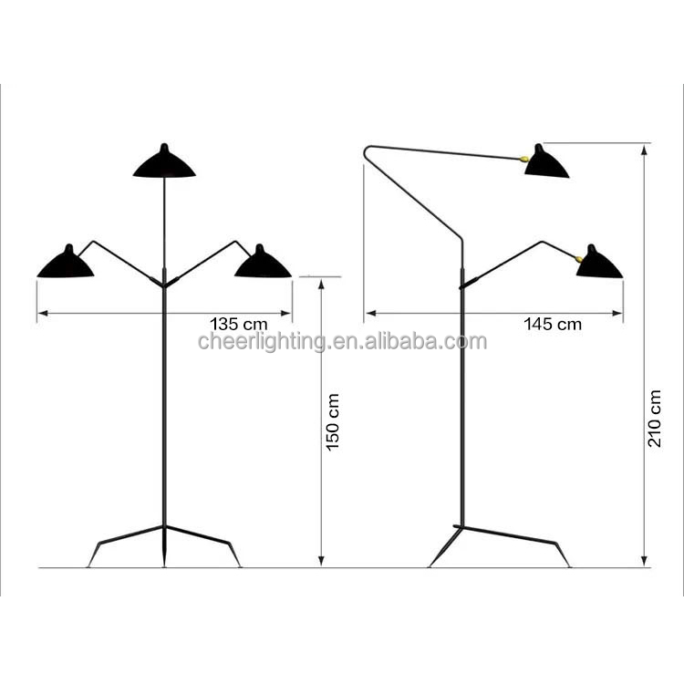 モダンクラシックなデザイナーのコントロールのブランドセルジュ湿音の三つの- アーム回転フロアランプ仕入れ・メーカー・工場