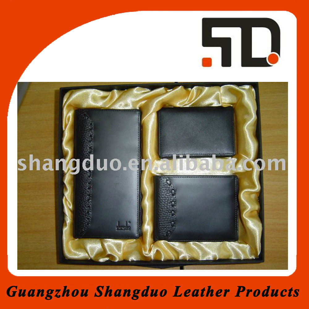 new promotional gift set high quality leather wallet holder set