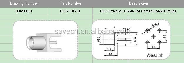 mcxメスコネクタpcb実装のための仕入れ・メーカー・工場