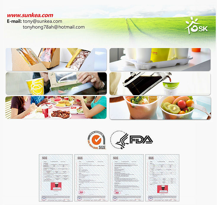 Disposable white fast deli food containers of food grade paper board