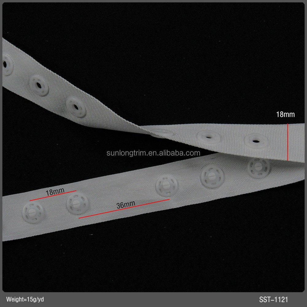 白いプラスチックスナップボタンテープ仕入れ・メーカー・工場