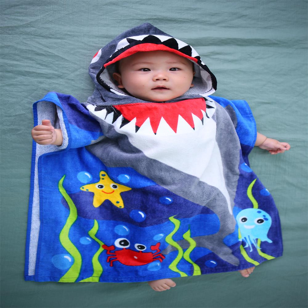 カスタム印刷されたオーガニックコットンの子供のフード付きタオル仕入れ・メーカー・工場