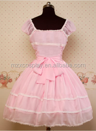熱い販売のかわいいピンクの甘いロリータドレスシフォンハロウィンパーティの衣装クリスマス美しさのためのロングドレス問屋・仕入れ・卸・卸売り