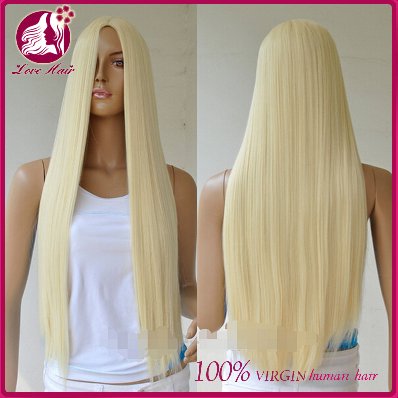 Big Promotion Virgin Straight Hair Half Color Wig 100 Human Hair