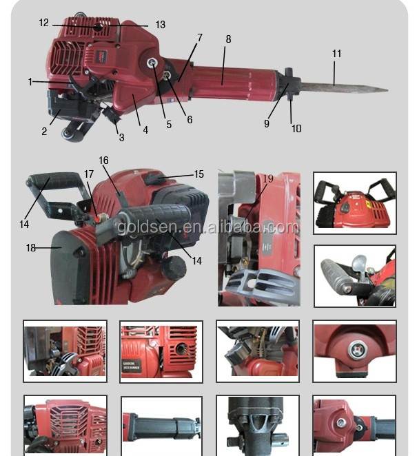 プロのガスパワード１７００w2.4hp52cc取り壊しジャックハンマーのガソリンミニgw8192砕石機問屋・仕入れ・卸・卸売り