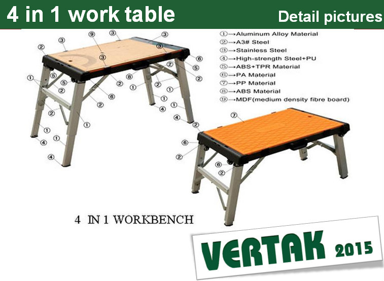 良い品質6の1マルチ- 目的折り畳み式作業テーブル、 ポータブル折りたたみ式作業足場仕入れ・メーカー・工場