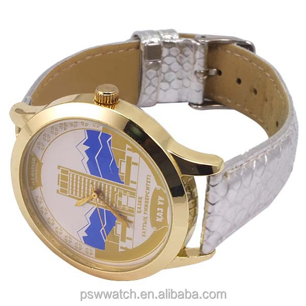 Arabic numbers polished crocodile man leather watches genuine leather watch