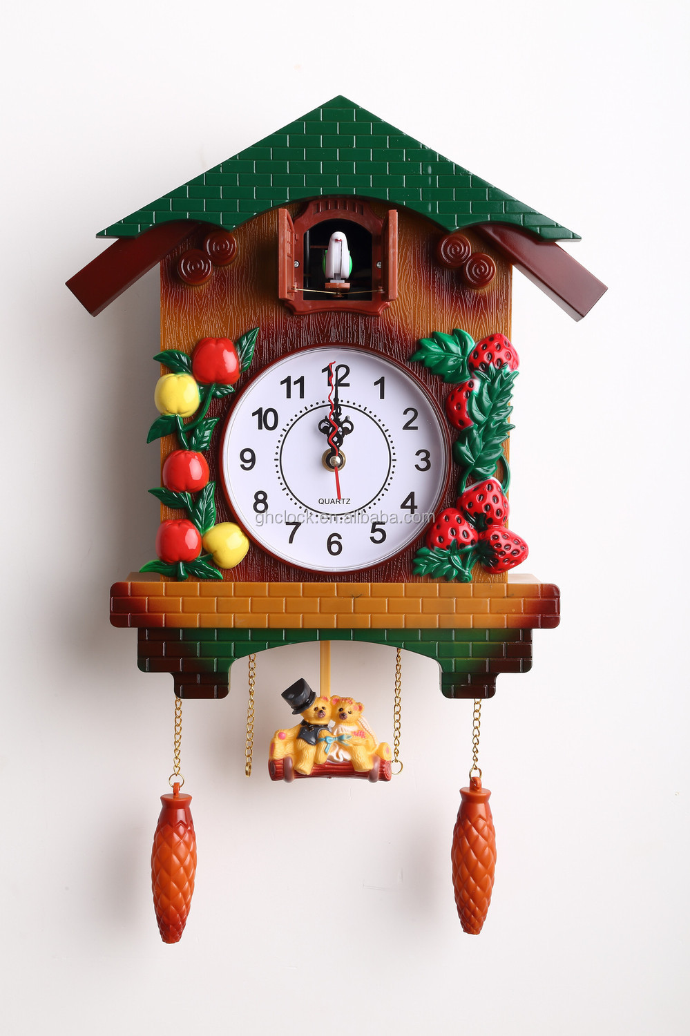 ファッション装飾の家の形の壁時計のプラスチック製の振り子時計大型ウォールクロック中国問屋・仕入れ・卸・卸売り