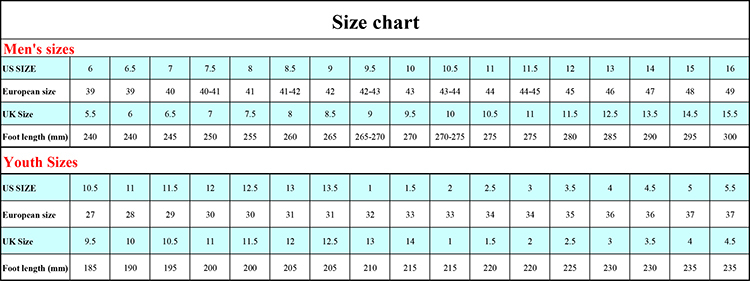 shoes size cha