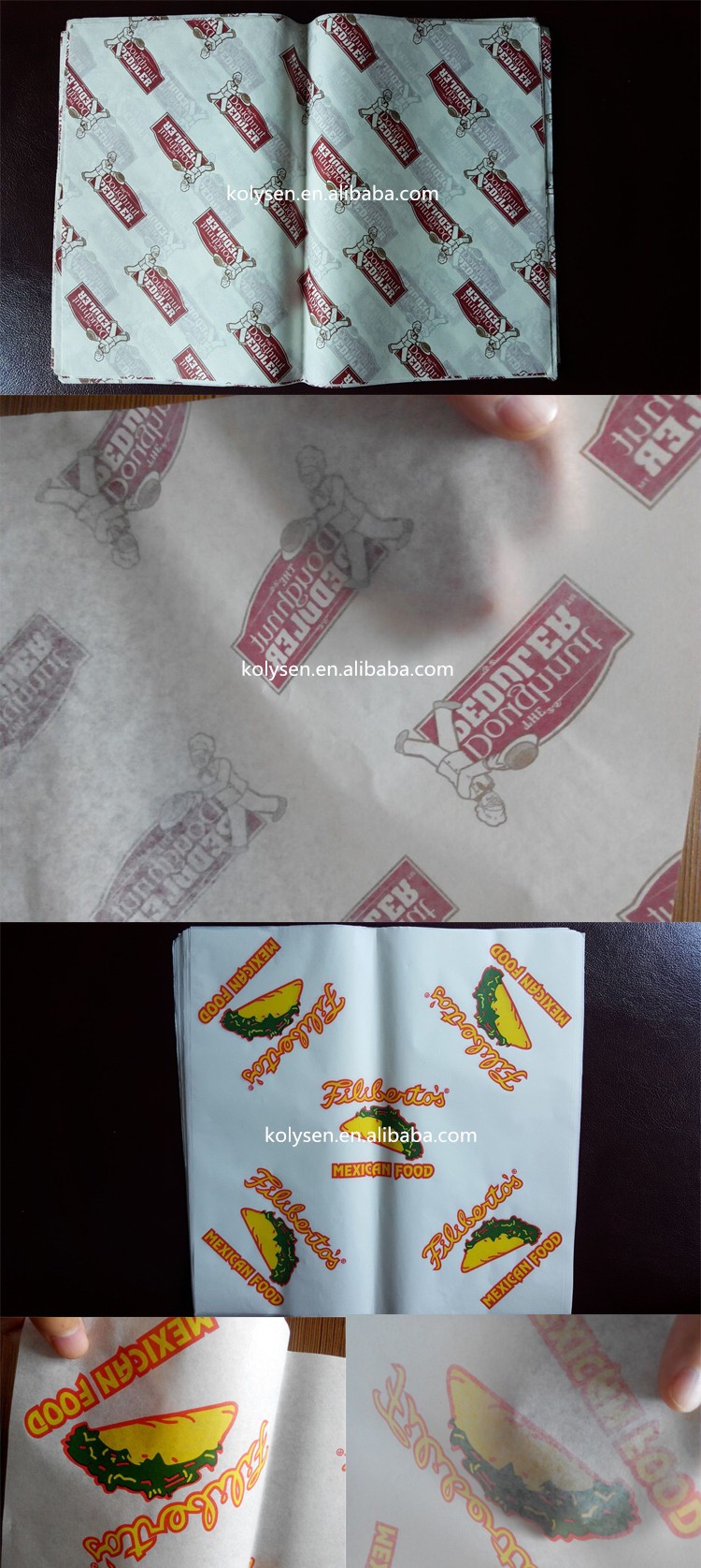 KOLYSEN Custom Newspaper type printed takeaway snack food wrapping greaseproof  paper-Kolysen