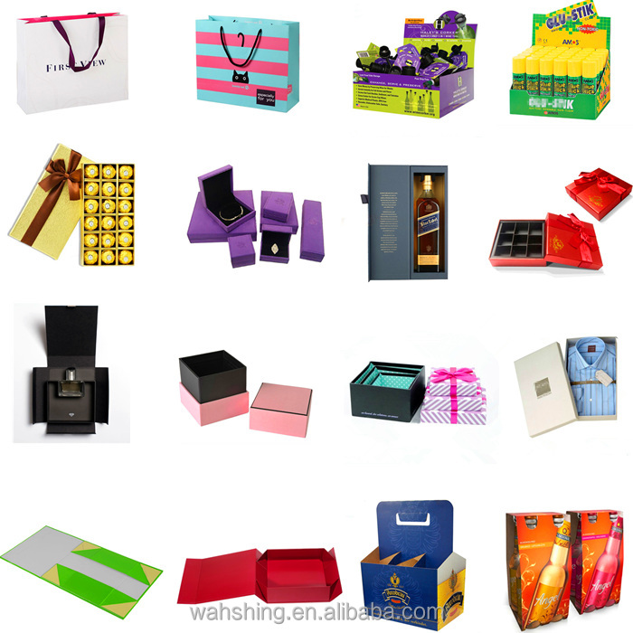 Handmade book shape folding red wine box with gold silk insert