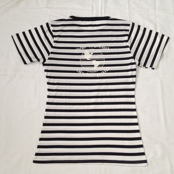 ストライプ黒とyarndyedラウンドネックの女性のtシャツ仕入れ・メーカー・工場