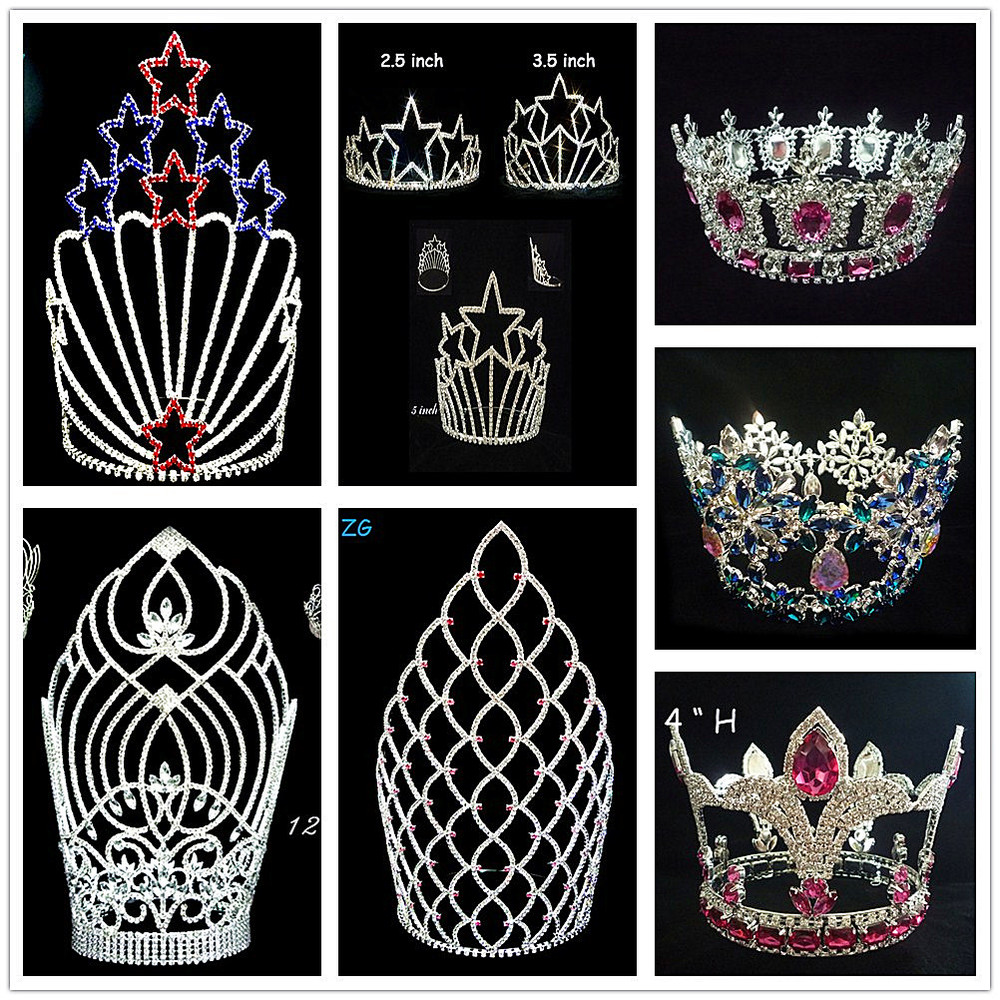 30" Large Beauty Pageant Crown With Ab Crystal,High Quality Ab