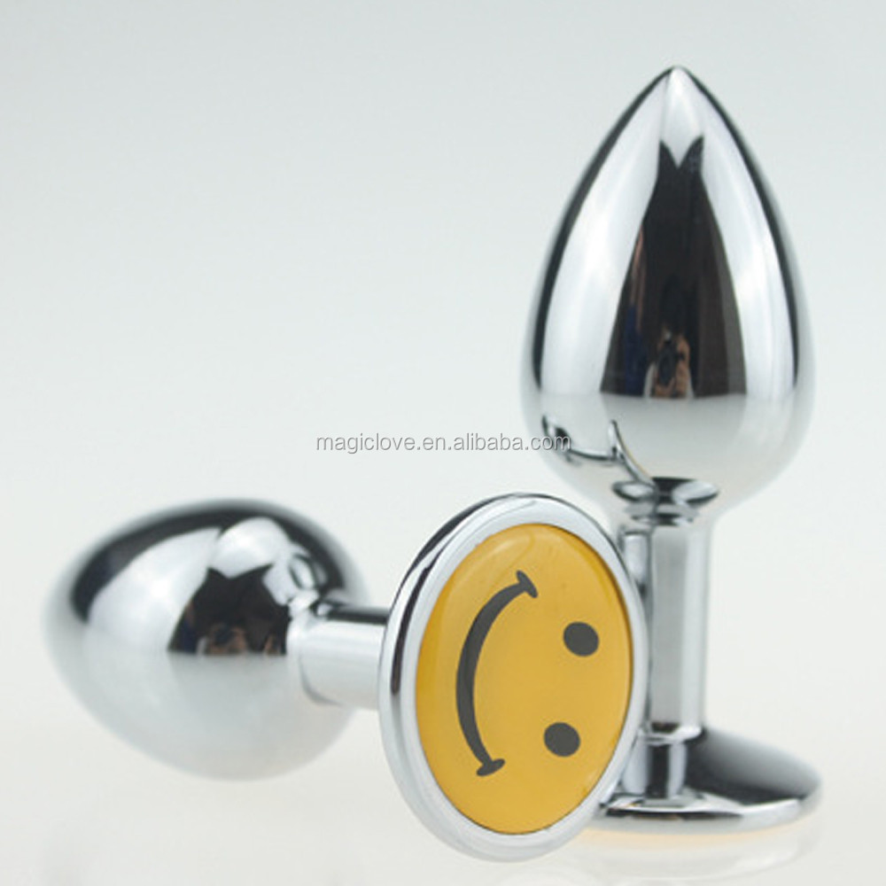 Three Sizes Smiling Face Stainless Steel Anal Plugs Anal Massage Adult