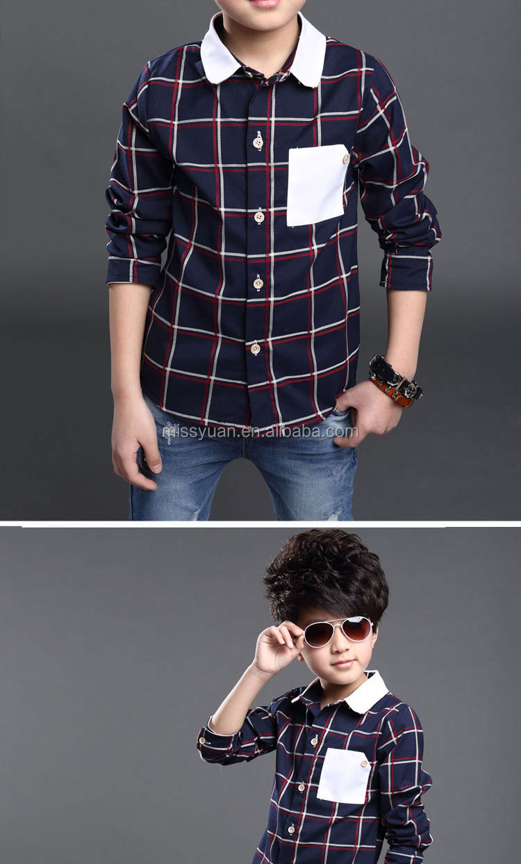 クールなファッション中国工場トップ品質男子格子縞のシャツの服男の子仕入れ・メーカー・工場