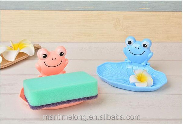 Familyhouse Lovely Frog Suction Cup Soap Dish Soap Sponge Holder for Kids Bathing