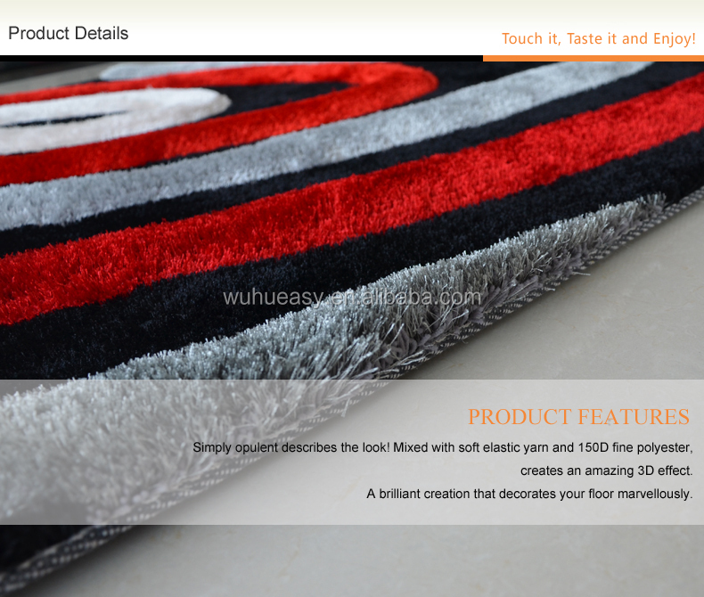 新しい赤ラウンドデザインポリエステル3d糸の絹の敷物問屋・仕入れ・卸・卸売り
