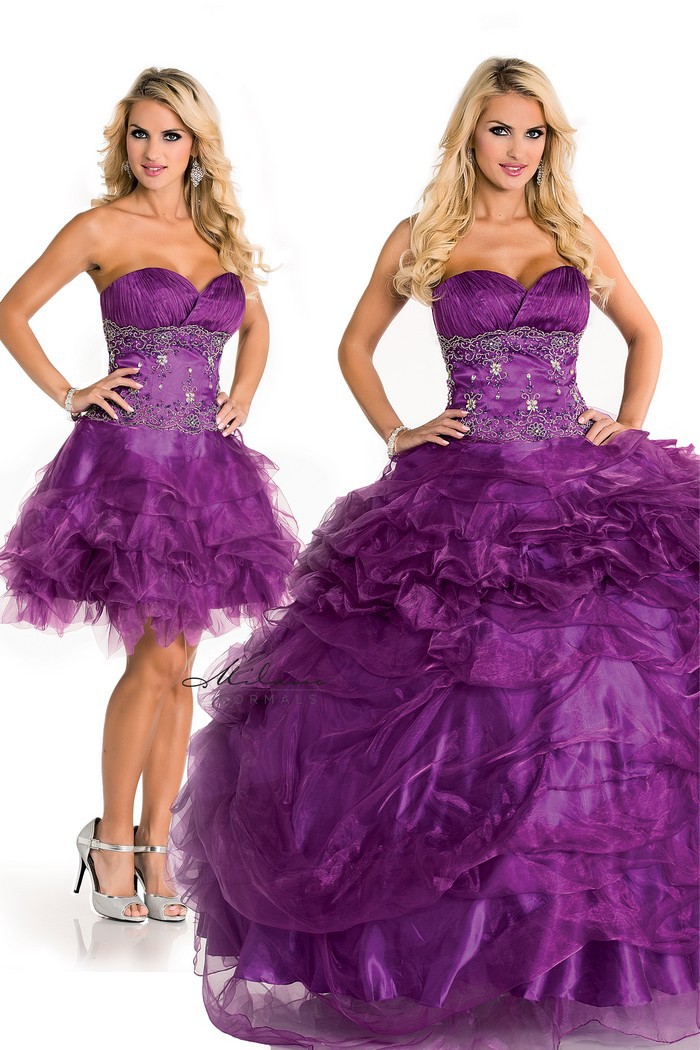 Purple quinceanera dresses with detachable skirt