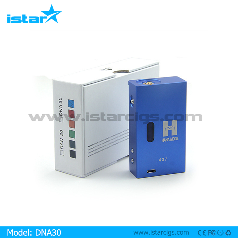 2014 new vape mod HANA MODZ 18650 DNA30 box mod,30 watt ecig BOX V3 ecig mod dna model