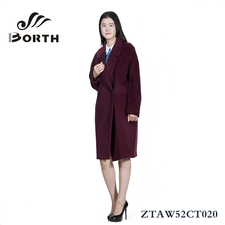 Borthの( r) 暗赤色ウールカシミヤファッション女性のための冬のオーバーコート仕入れ・メーカー・工場