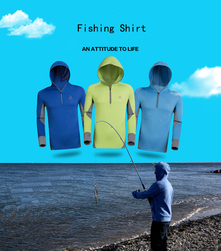 ホット2015100％ポリエステルブランド新しいファッションスポーツメンズクイックドライフード通気フード付きの長い袖の釣りt- シャツ仕入れ・メーカー・工場
