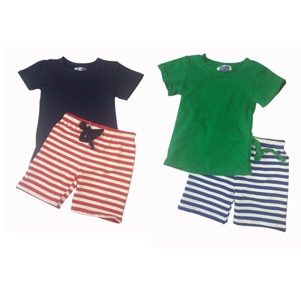 空白シャツウエストバンドショートパンツ幼児キッズ夏ourtfit子供服セット2ピースコットンベビー服キッズコットンブティックボーイ服仕入れ・メーカー・工場