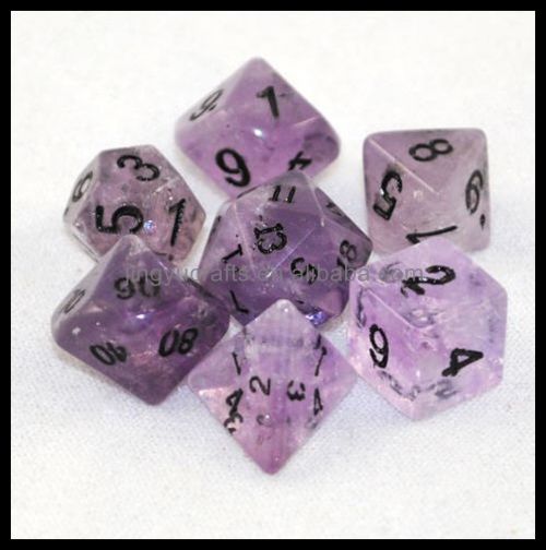 自然な半- 貴重な紫色のアメジスト刻まれた石のギフト番号ダイスセット問屋・仕入れ・卸・卸売り