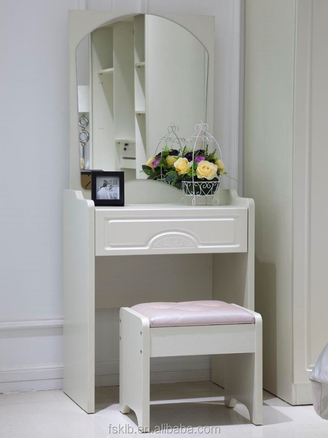 Discount Bedroom Furniture Wooden Dressing Table with Mirror and Stool