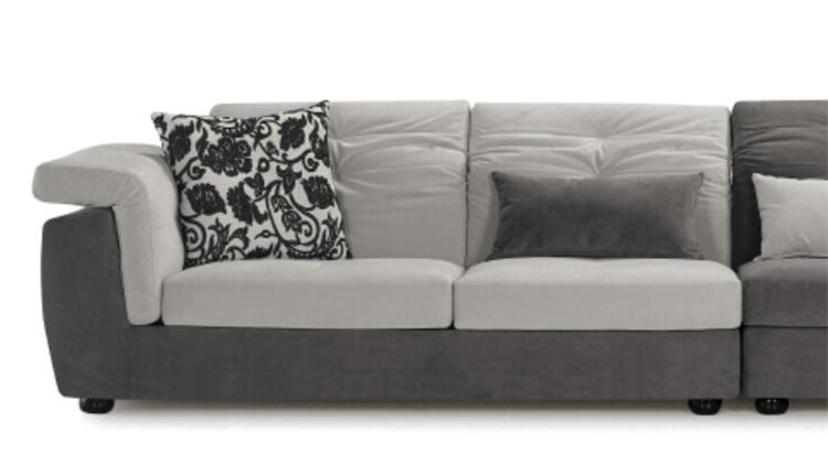 Cinza tecido pequena casa simples seccional sofá em forma de l ... Imagens de sofa l cinza