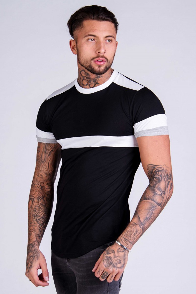 grey curved hem t shirt