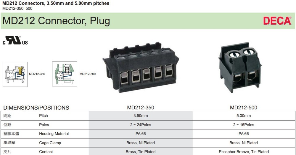 ユーロタイプの端子台、 md212-350/500、 プラグイン可能な3.50/5.00ピッチ型端子ブロックで構成されてい仕入れ・メーカー・工場