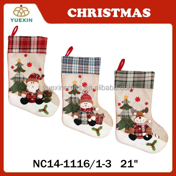 ホットsalechristmasホームデコレーションクリスマスストッキングでマシン刺繍仕入れ・メーカー・工場