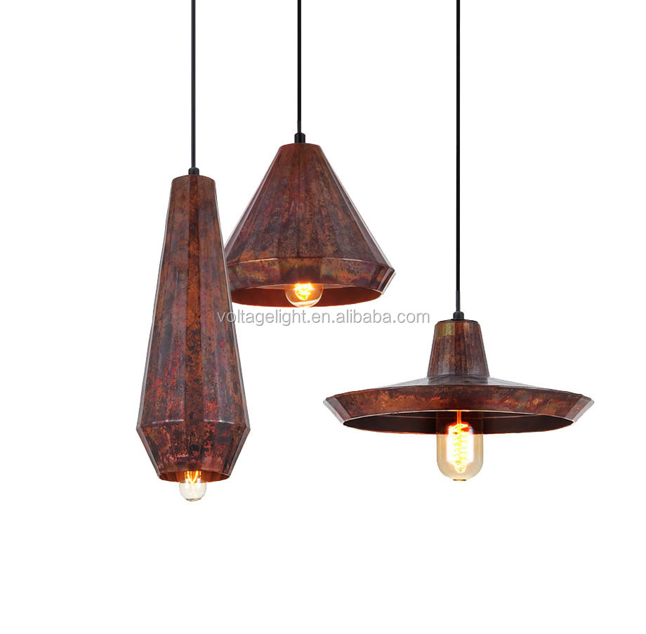 Retro vintage glazen hanglamp koper roest kleur glas ...