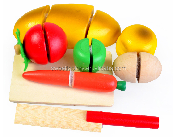 Beste koop houten keuken het snijden van fruit speelgoed set ...