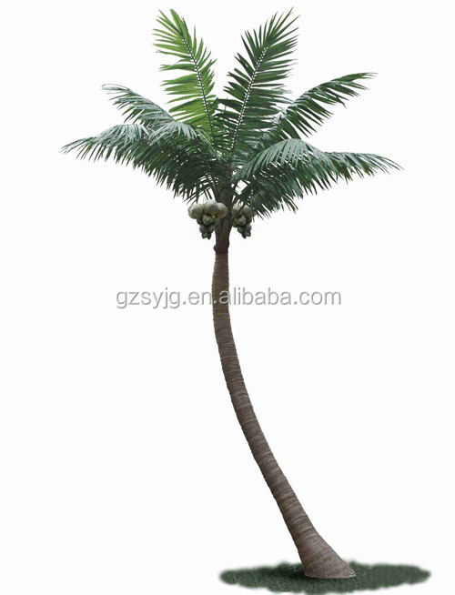 The simulation bending of coconut trees decoration for water theme park 5m6m7m artificail tropical plants UV resistance