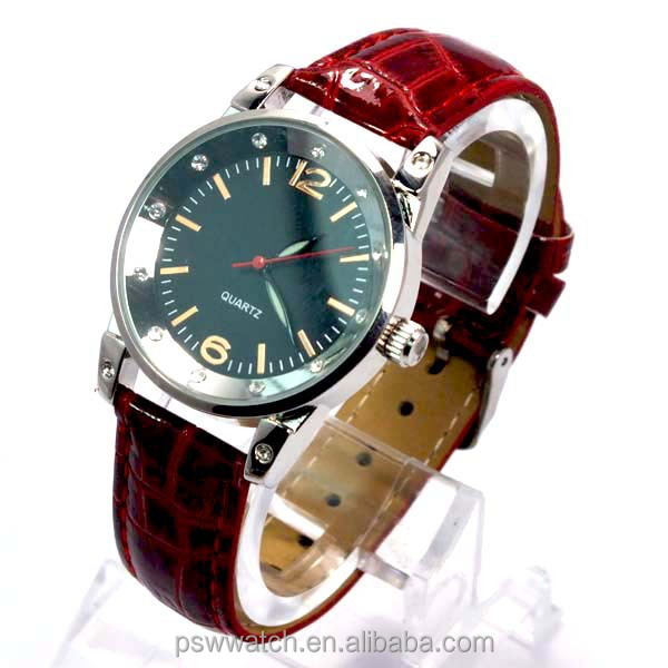 fashion polished leather luminous hands lady leather watches