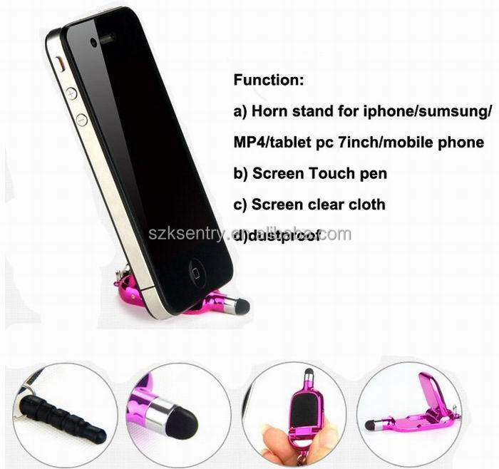 サムスンのスマートフォン用スタイラスペンのiphoneホーン付きスタンドと画面のクリーニングクロス問屋・仕入れ・卸・卸売り